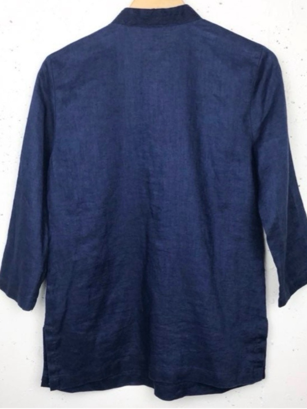 JM Collection Navy Embellished Linen Tunic - Picture 3 of 10